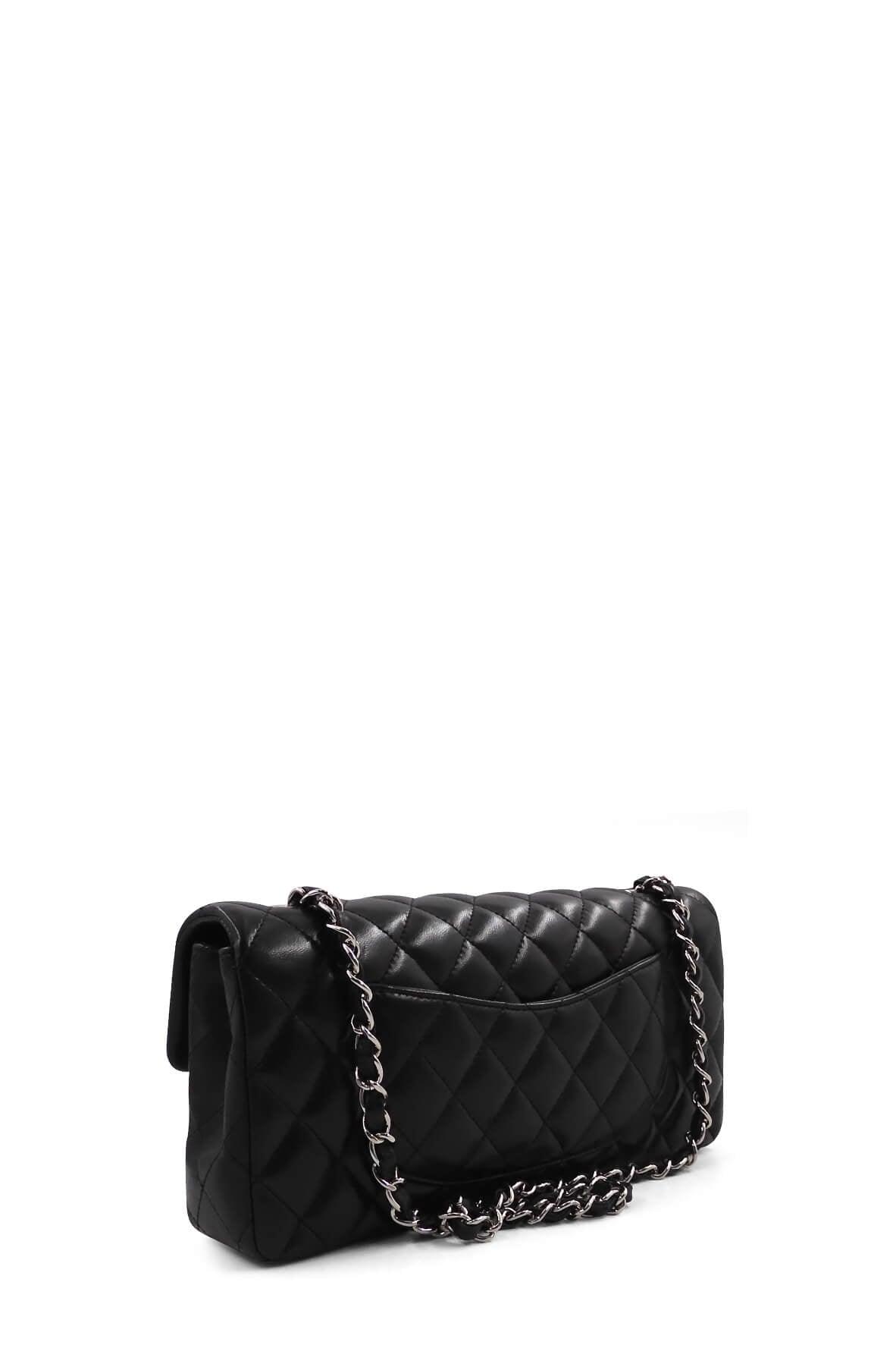 Quilted Lambskin East West Shoulder Bag Black