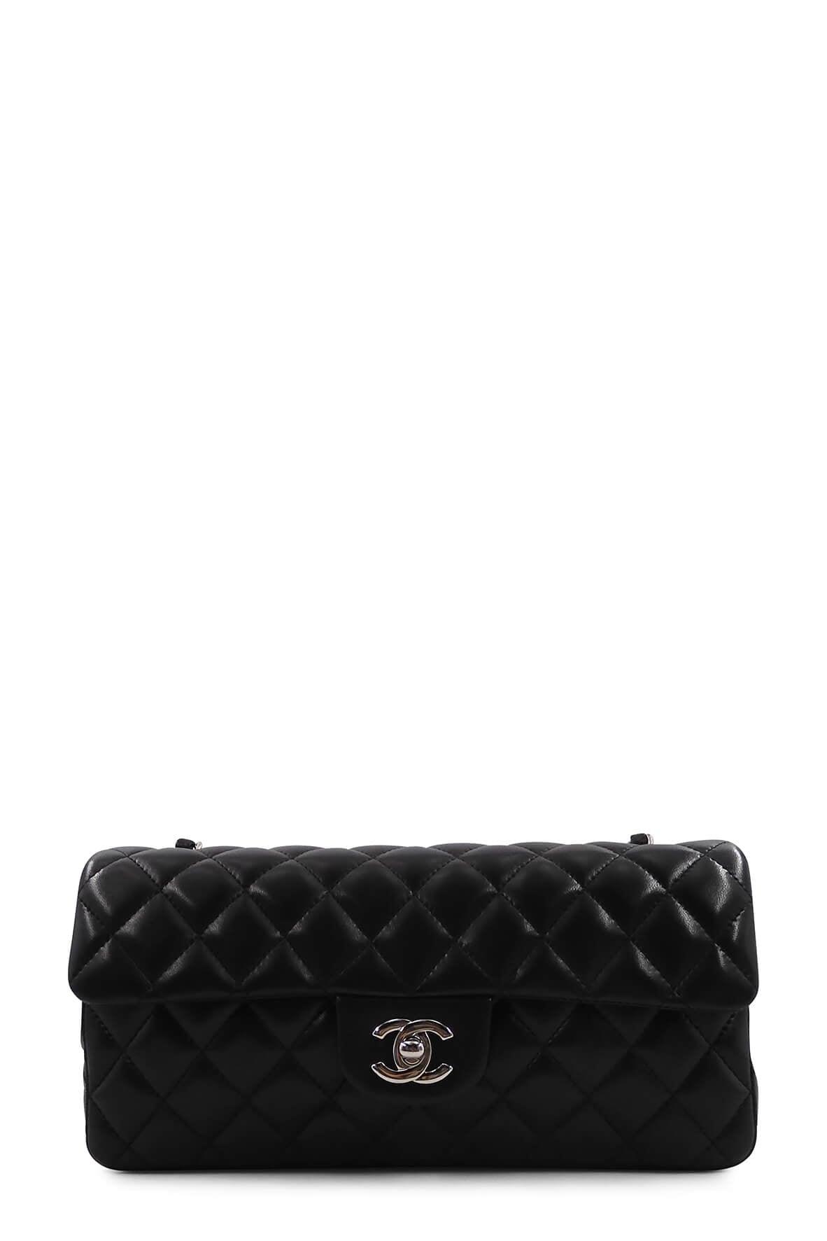 Quilted Lambskin East West Shoulder Bag Black