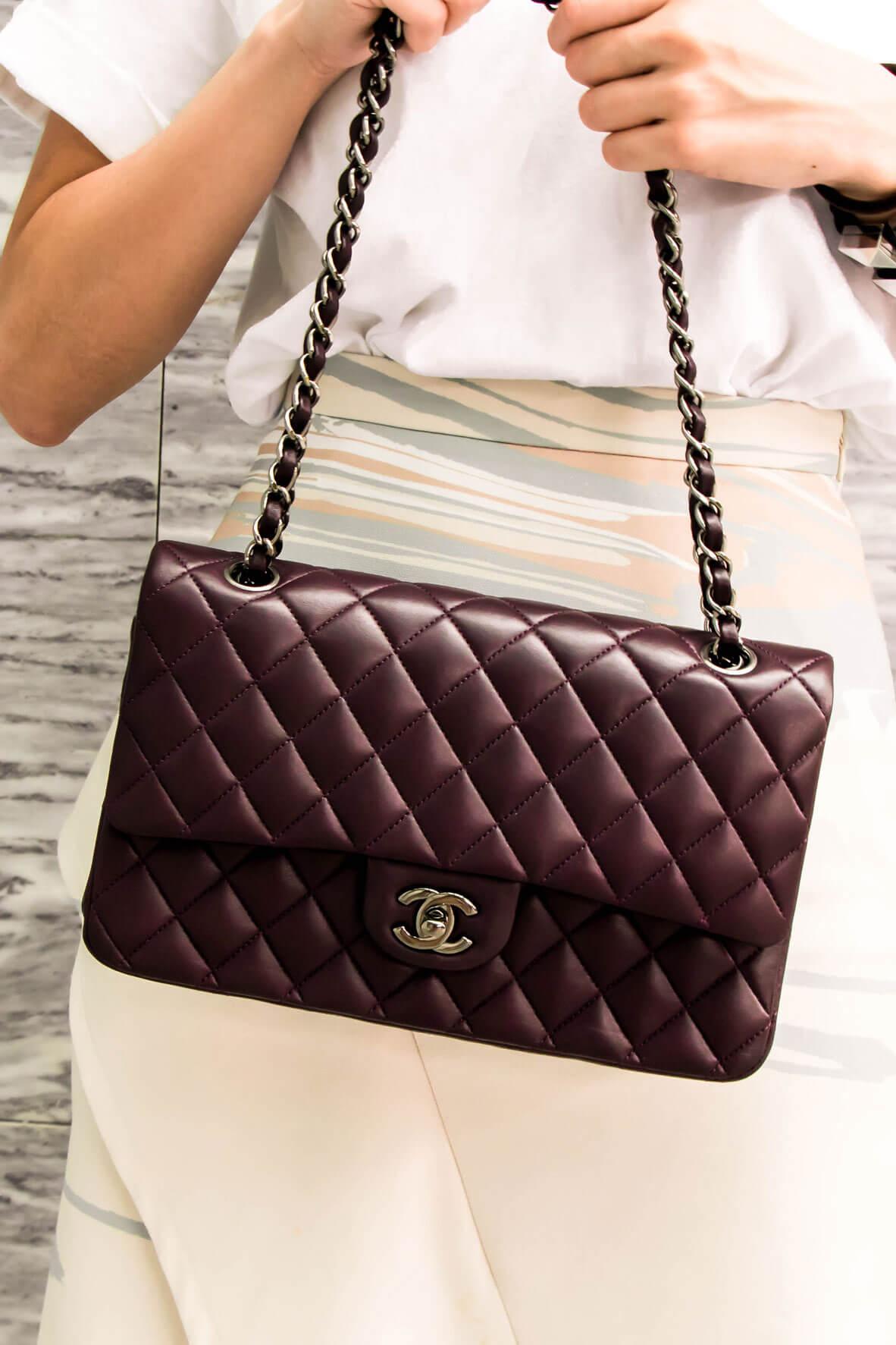 Quilted Lambskin Medium Classic Flap Bag Dark Violet with Gunmetal Hardware