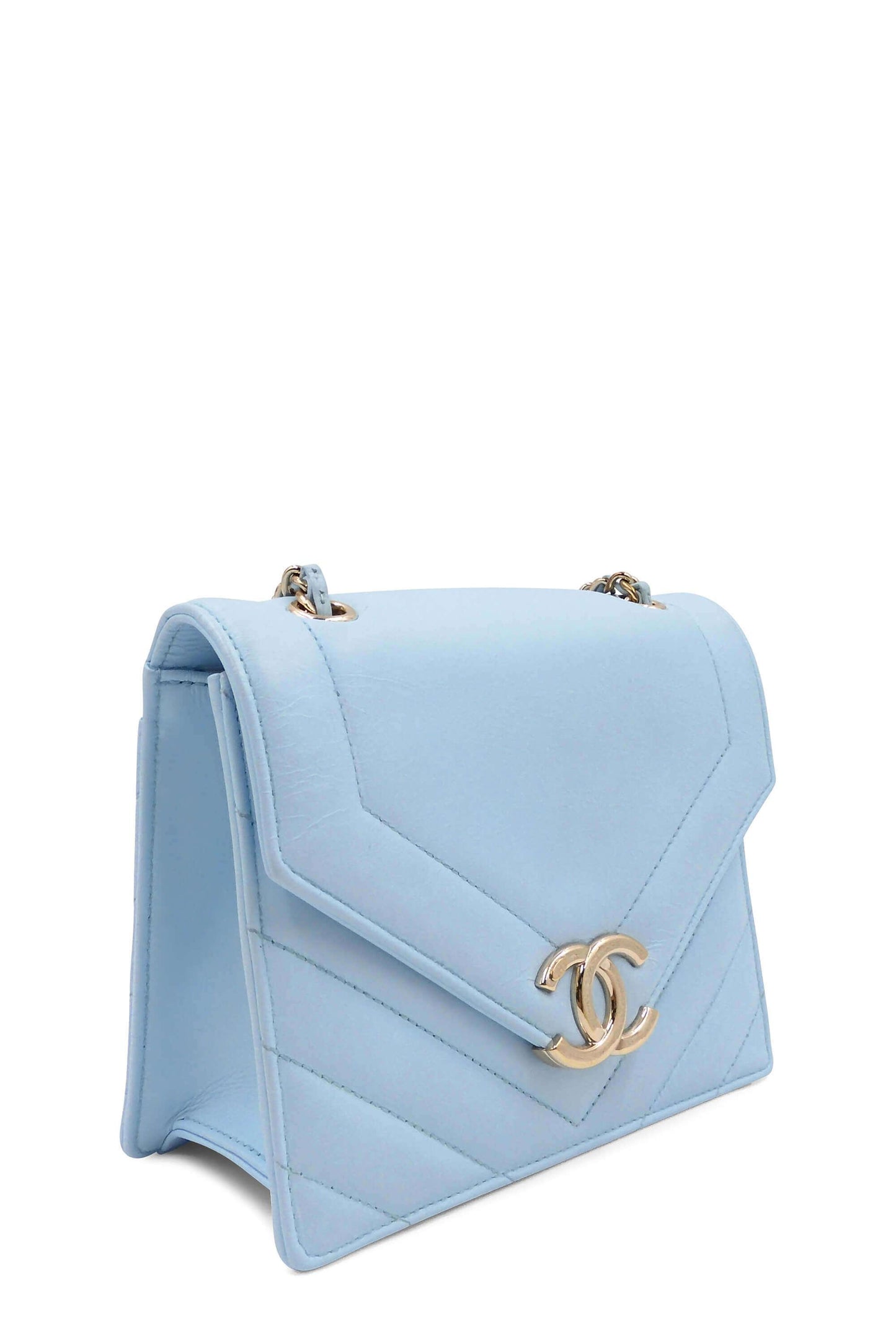 Small Square Chevron Flap Bag Sky Blue