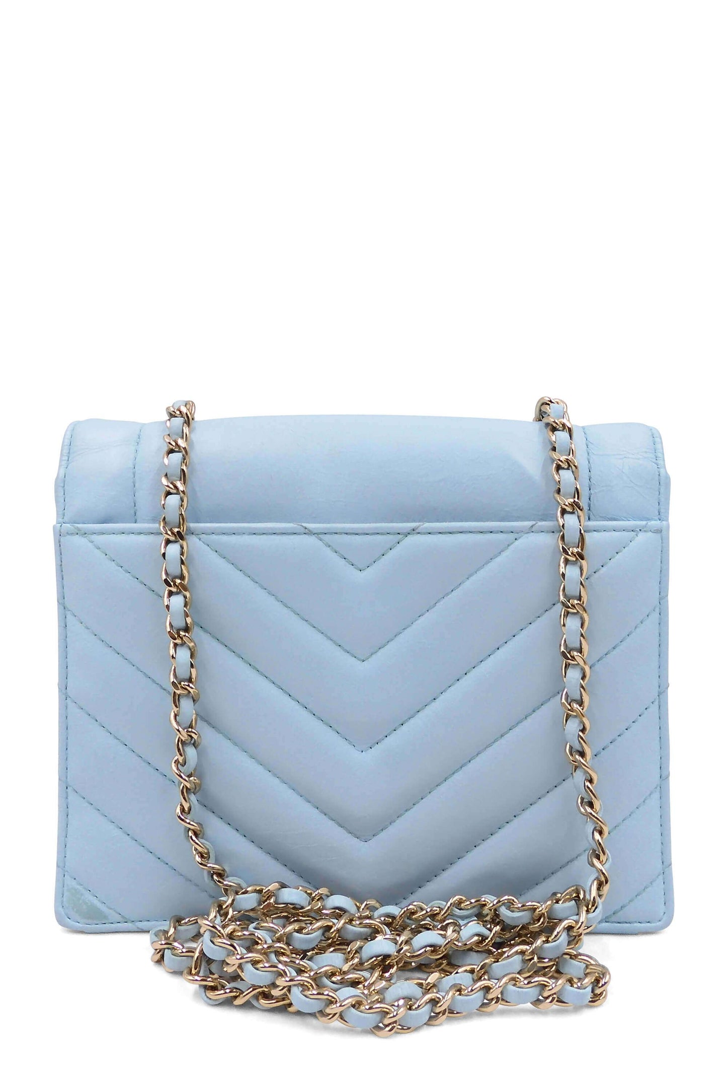 Small Square Chevron Flap Bag Sky Blue