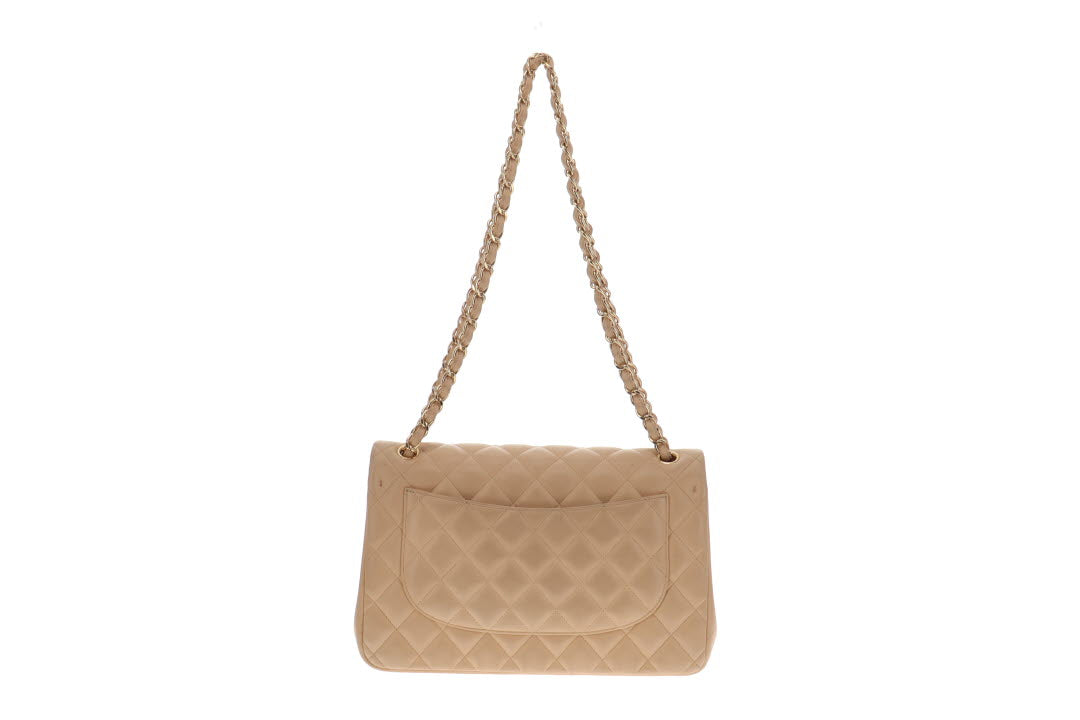 Chanel Beige Lambskin Jumbo Classic Double Flap 2010/11