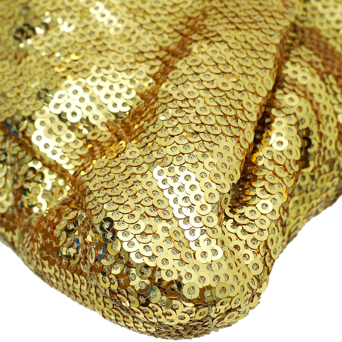 Chanel Gold CC Sequin Paillette Quilted Flap Clutch