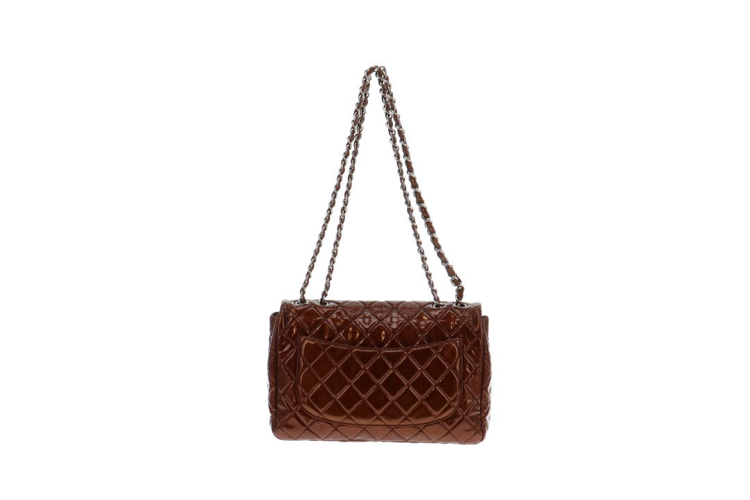 Chanel Bronze Patent Jumbo Single Flap Bag