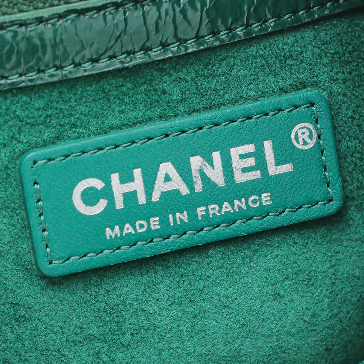 Chanel Green Patent Crumpled CC Droplet Hobo Bag