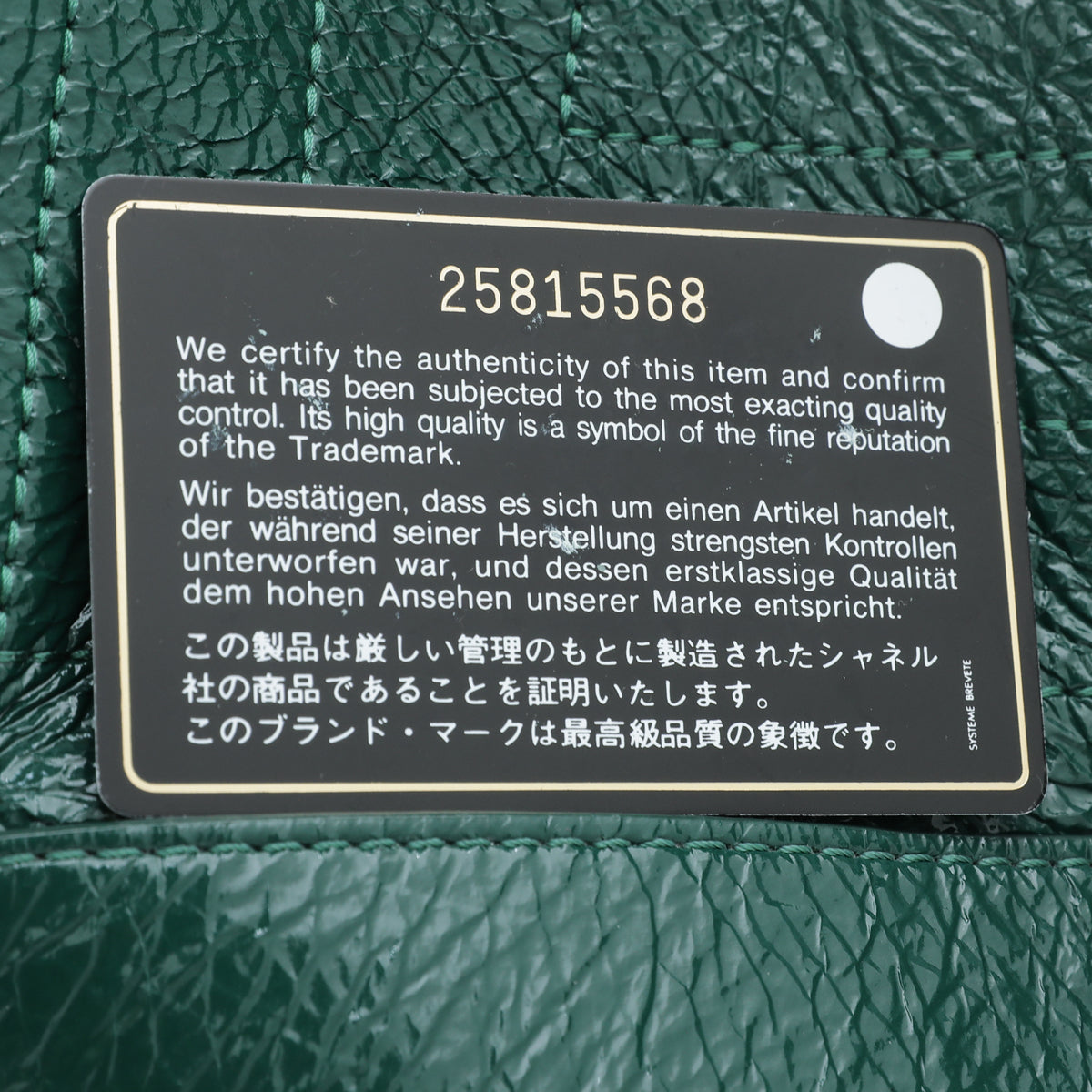 Chanel Green Patent Crumpled CC Droplet Hobo Bag