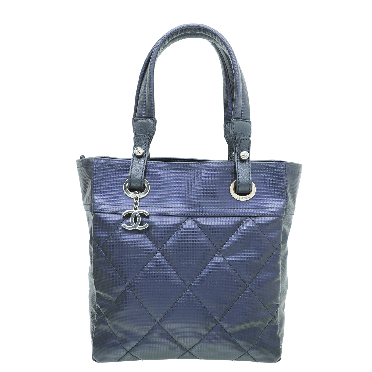 Chanel Navy Blue CC Paris Biarritz Tote Small Bag