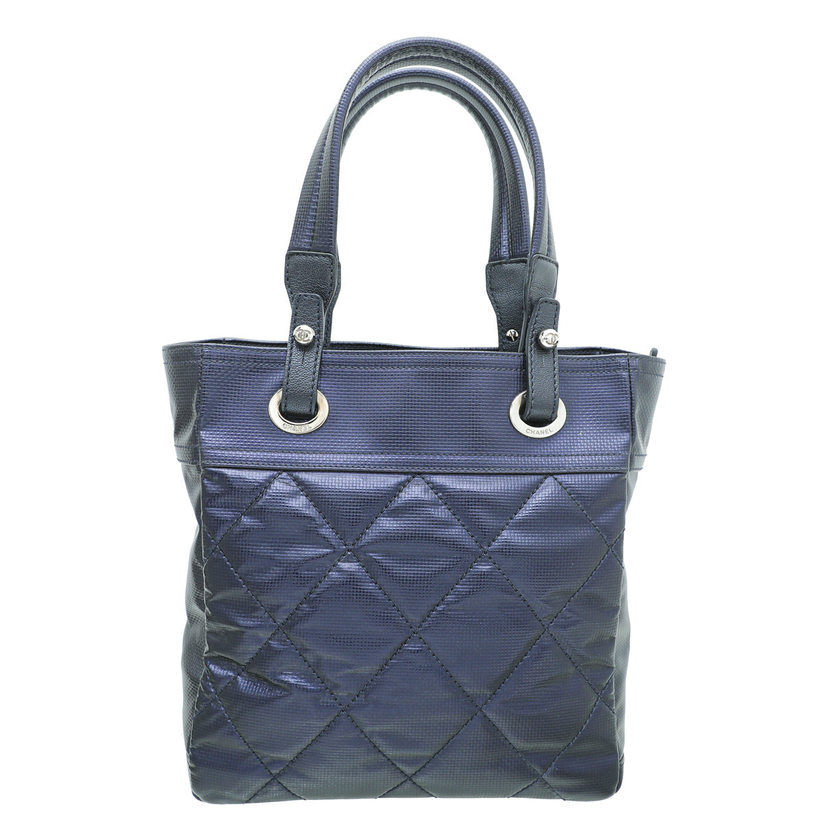 Chanel Navy Blue CC Paris Biarritz Tote Small Bag