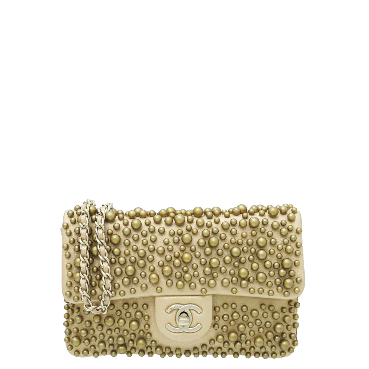 Chanel Metallic Gold Paris-Dubai Pearly Flap Wallet on Chain