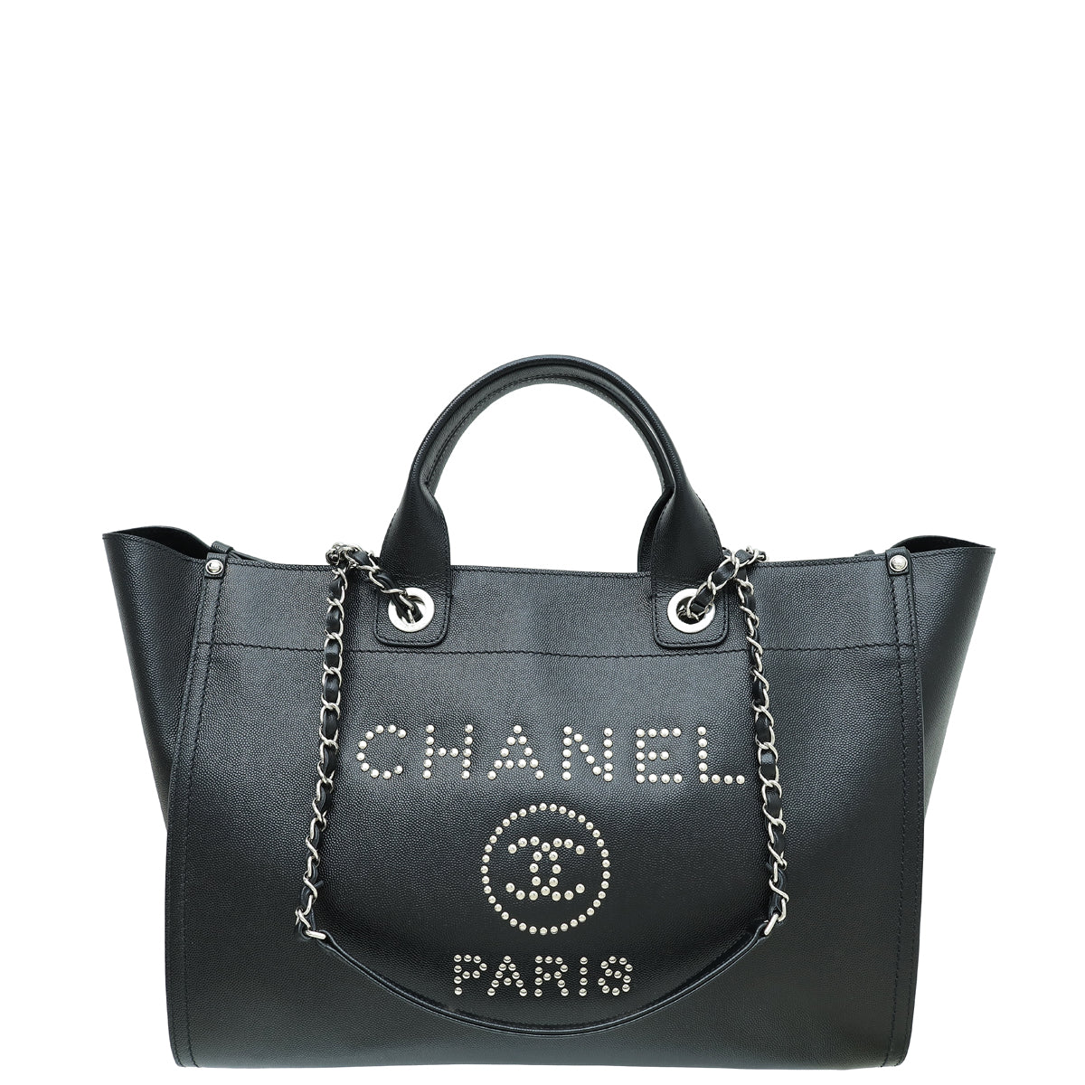 Chanel Black CC Deauville Studded Medium Bag