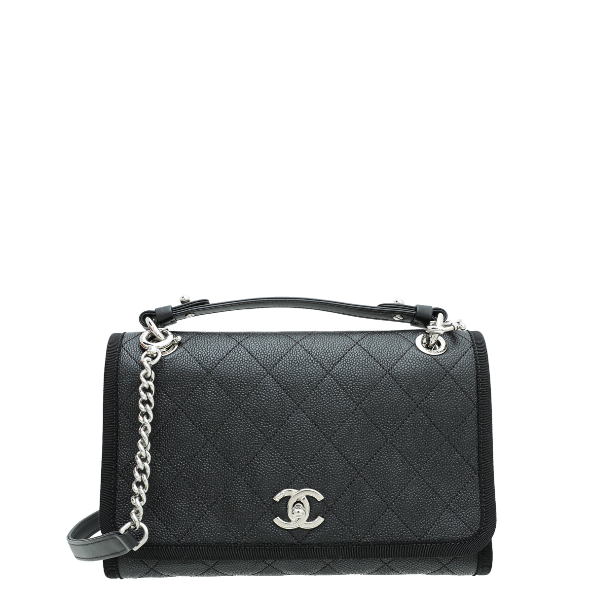 Chanel Black CC Top Handle Flap Bag