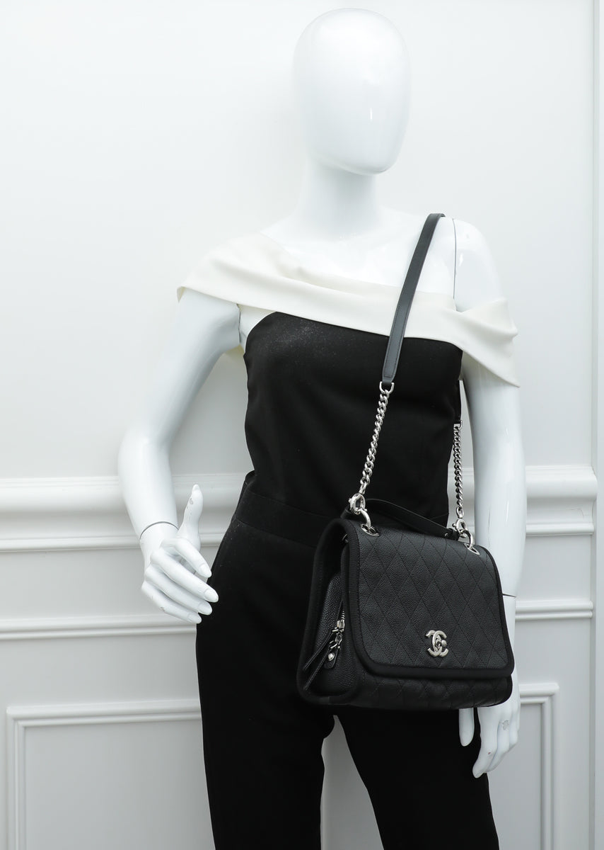 Chanel Black CC Top Handle Flap Bag