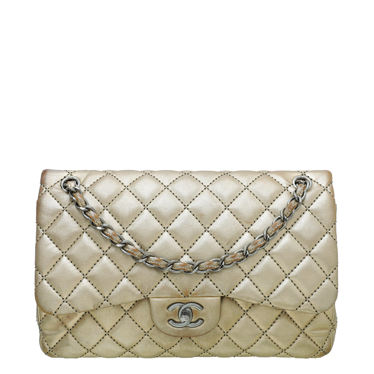 Chanel Gold CC Classic Double Flap Jumbo Bag