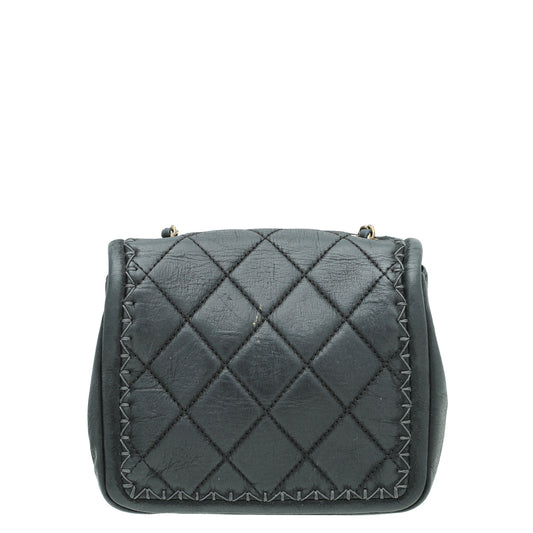 Chanel Black CC Mini Square Nubuck Stitch Bag