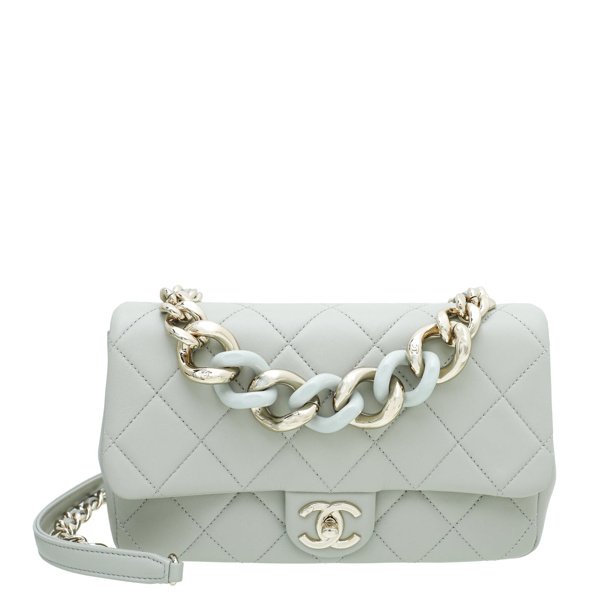 Chanel Grey CC Resin Bi-Color Chain Flap Medium Bag