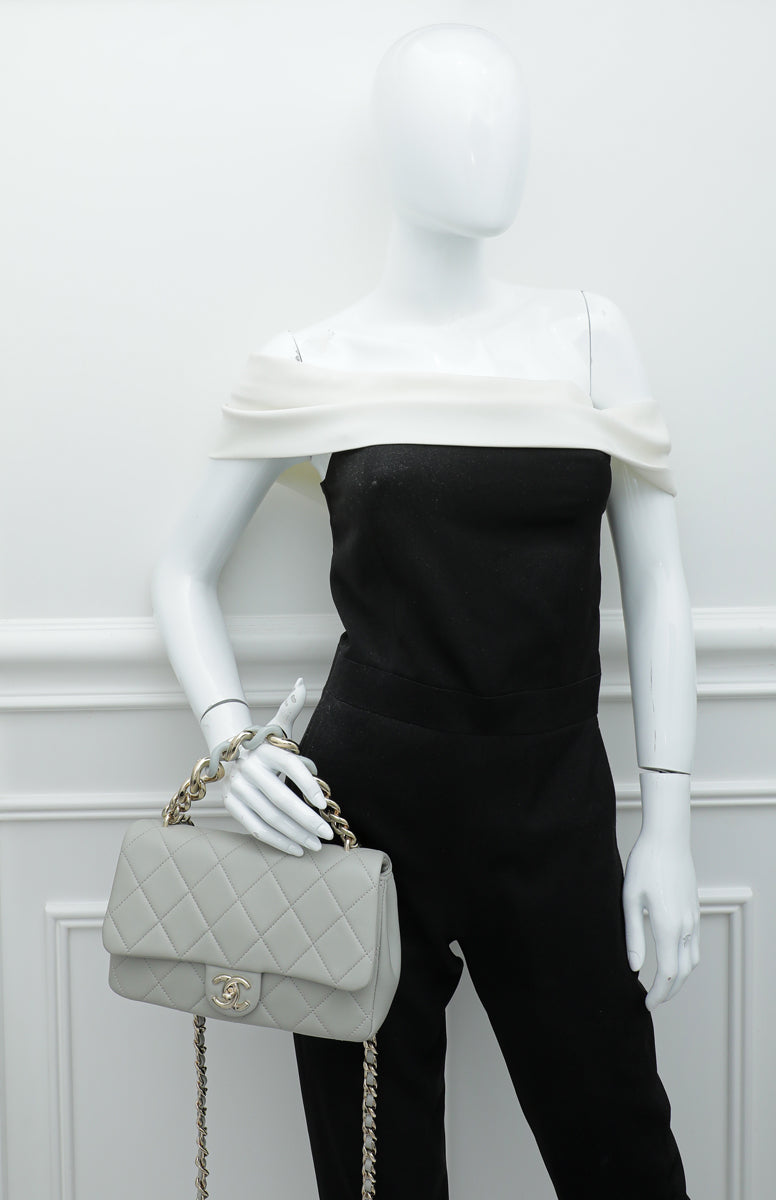 Chanel Grey CC Resin Bi-Color Chain Flap Medium Bag