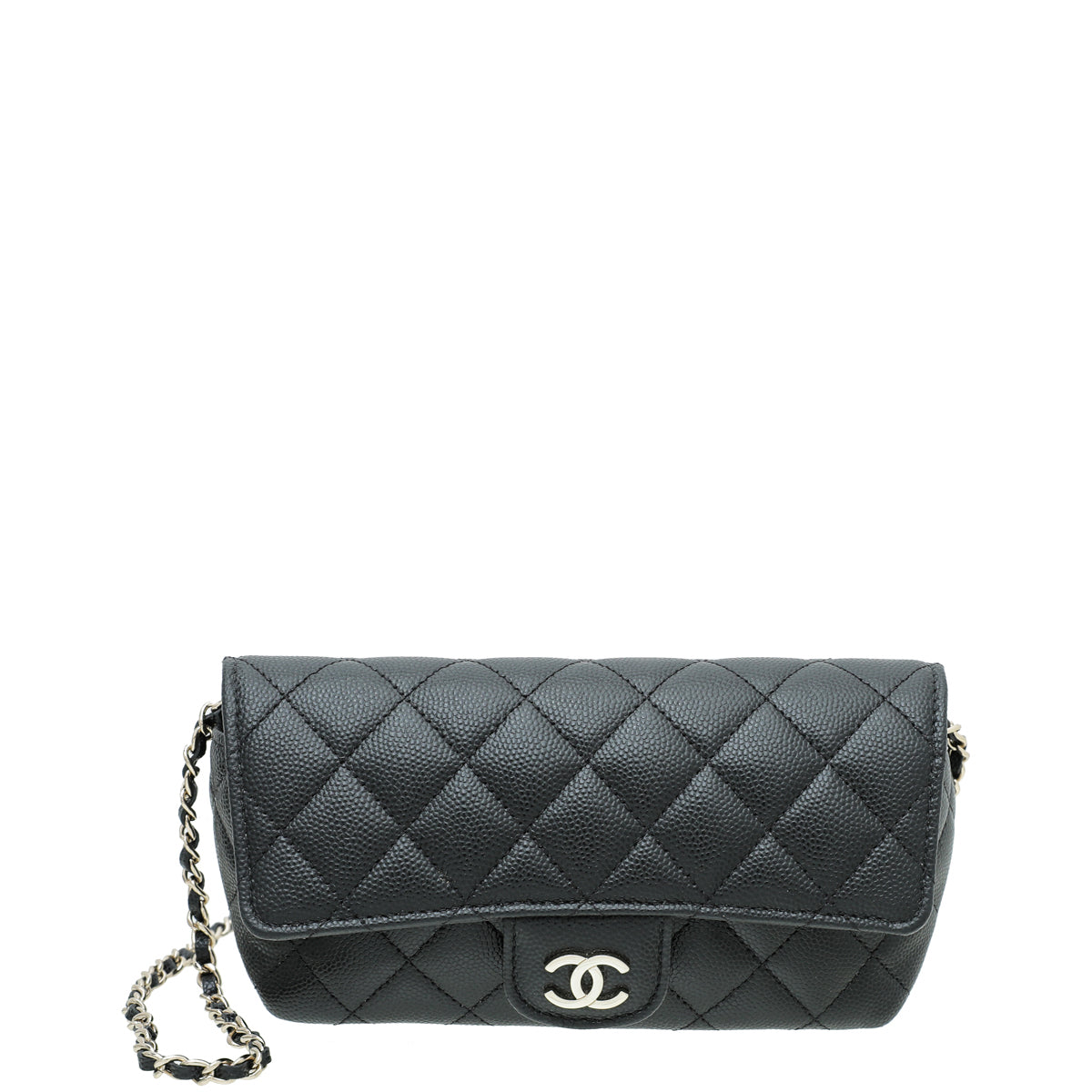 Chanel Black CC Glasses Case With Chain