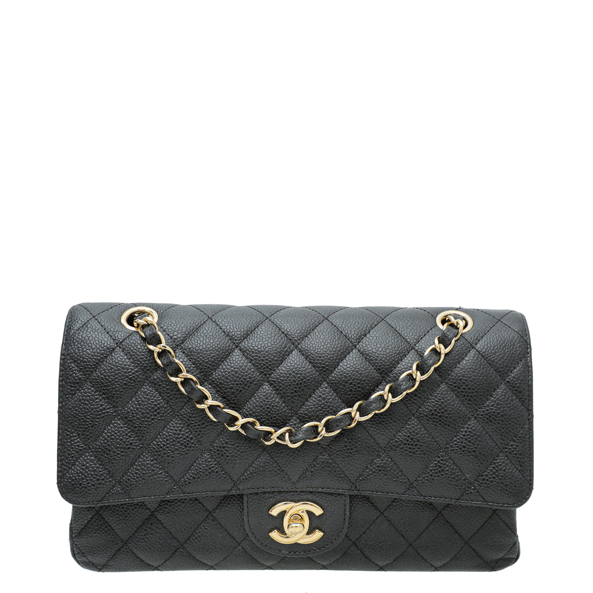 Chanel Black CC Classic Double Flap Medium Bag