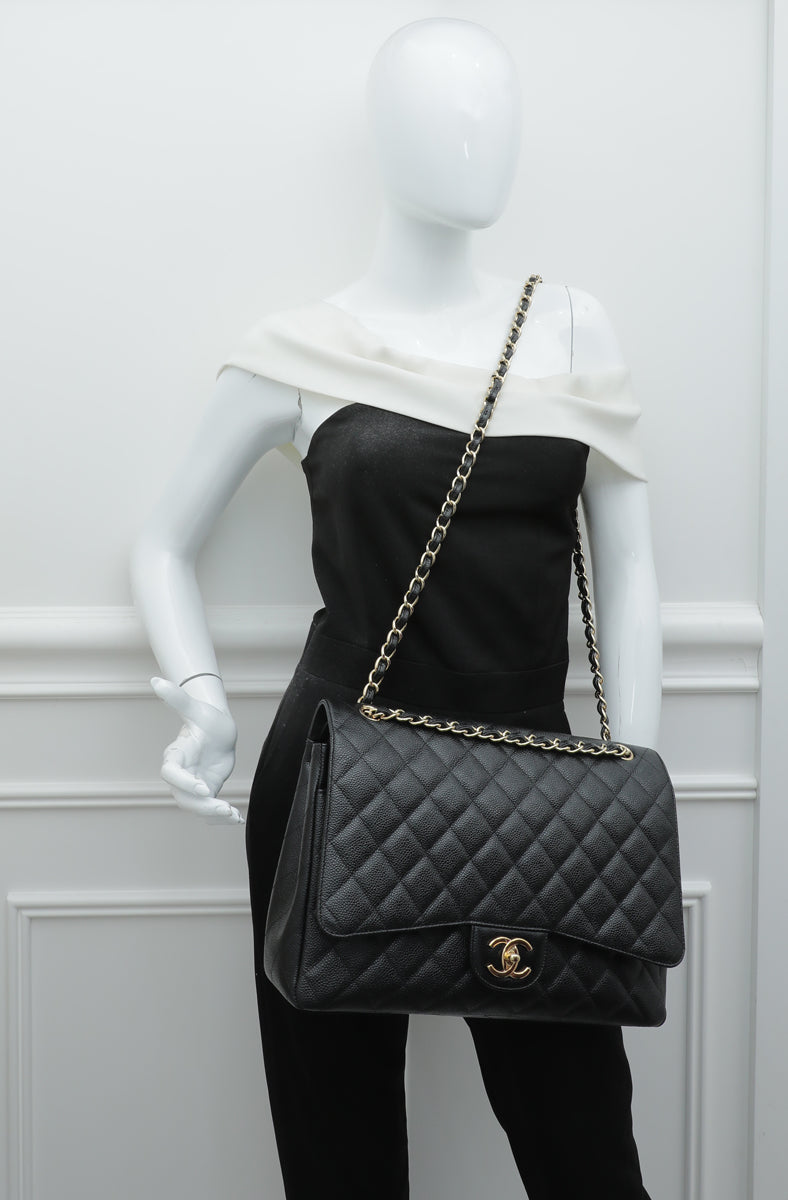 Chanel Black CC Classic Double Flap Maxi Bag