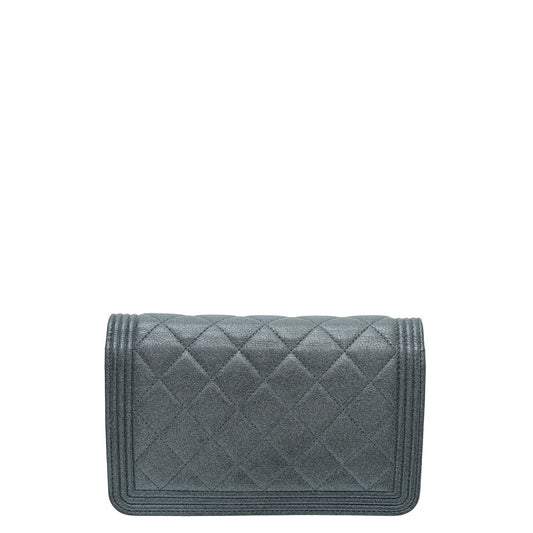 Chanel Metallic Graphite Le Boy Wallet On Chain