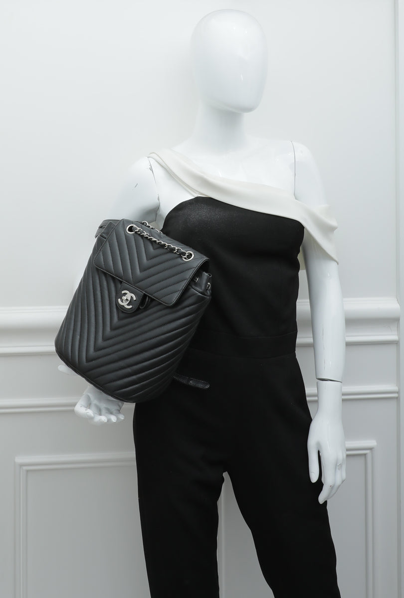 Chanel Black CC Chevron Urban Spirit Small Backpack Bag