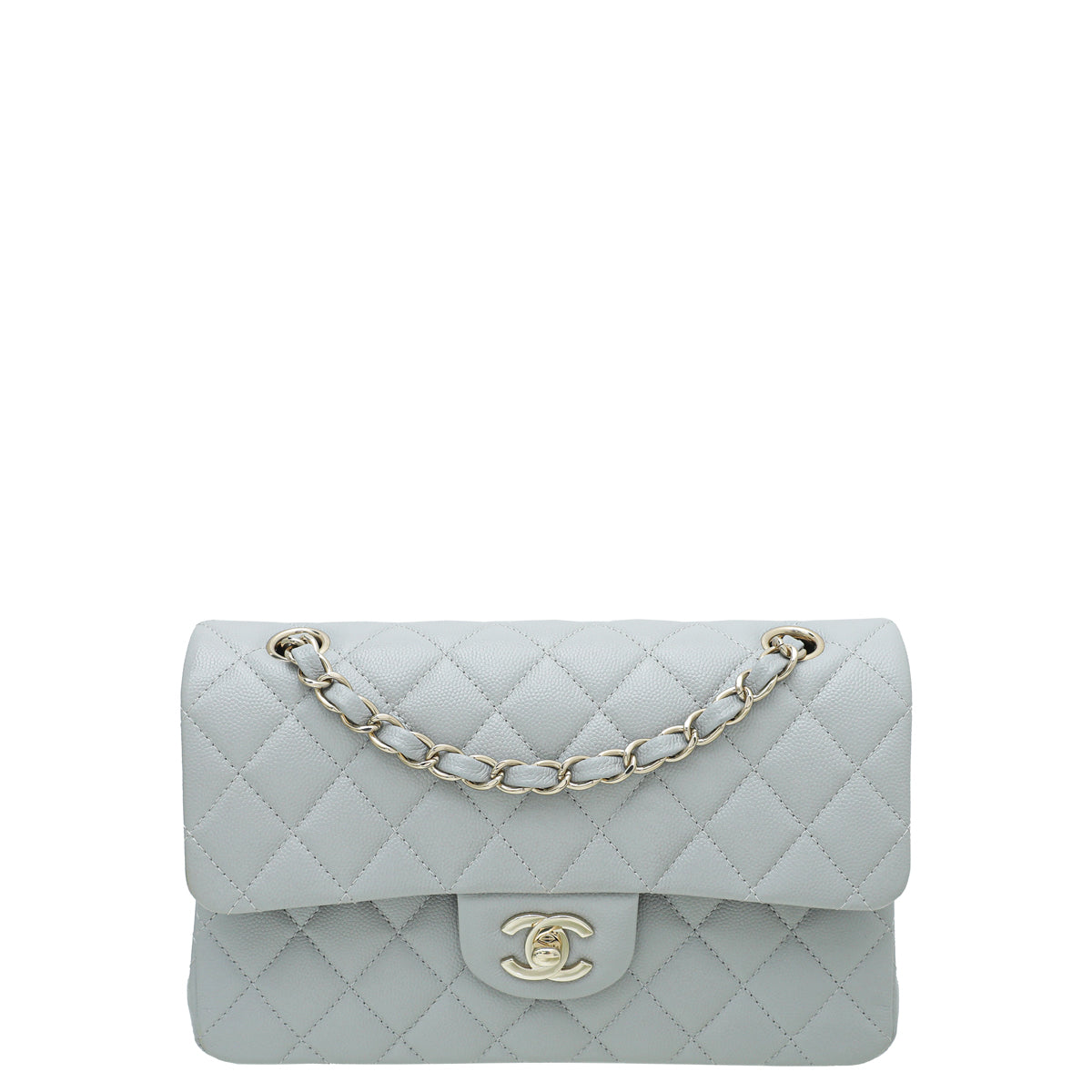 Chanel Grey CC Classic Double Flap Medium Bag