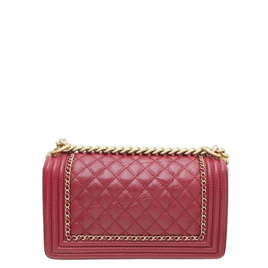 Chanel Red Le Boy Glazed Chain Medium Bag