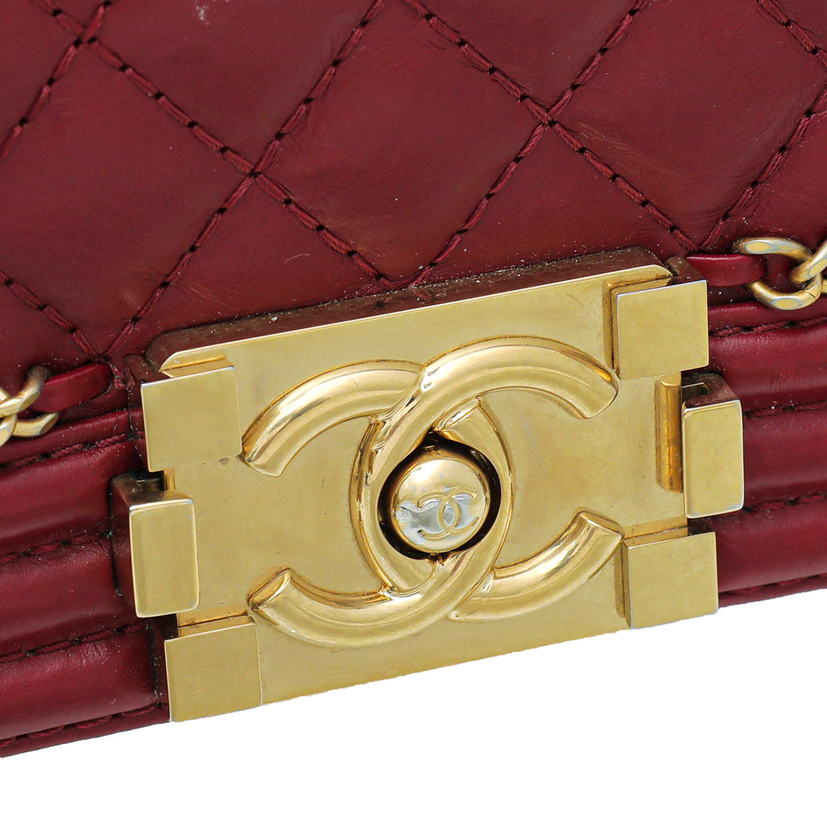 Chanel Red Le Boy Glazed Chain Medium Bag