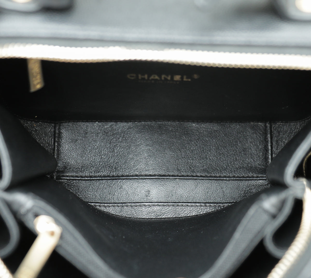 Chanel Black CC Filigree Vanity Case Medium Bag