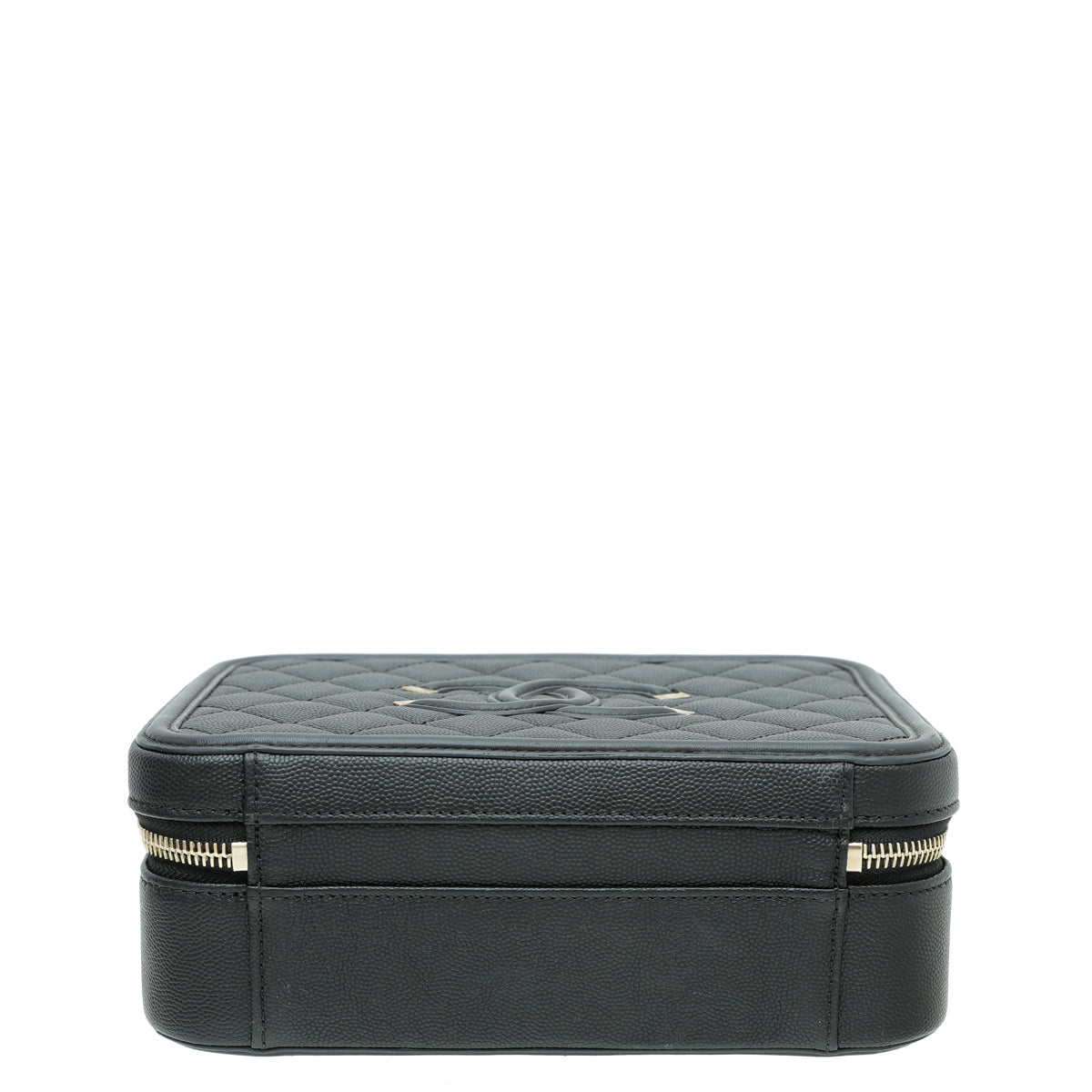 Chanel Black CC Filigree Vanity Case Medium Bag