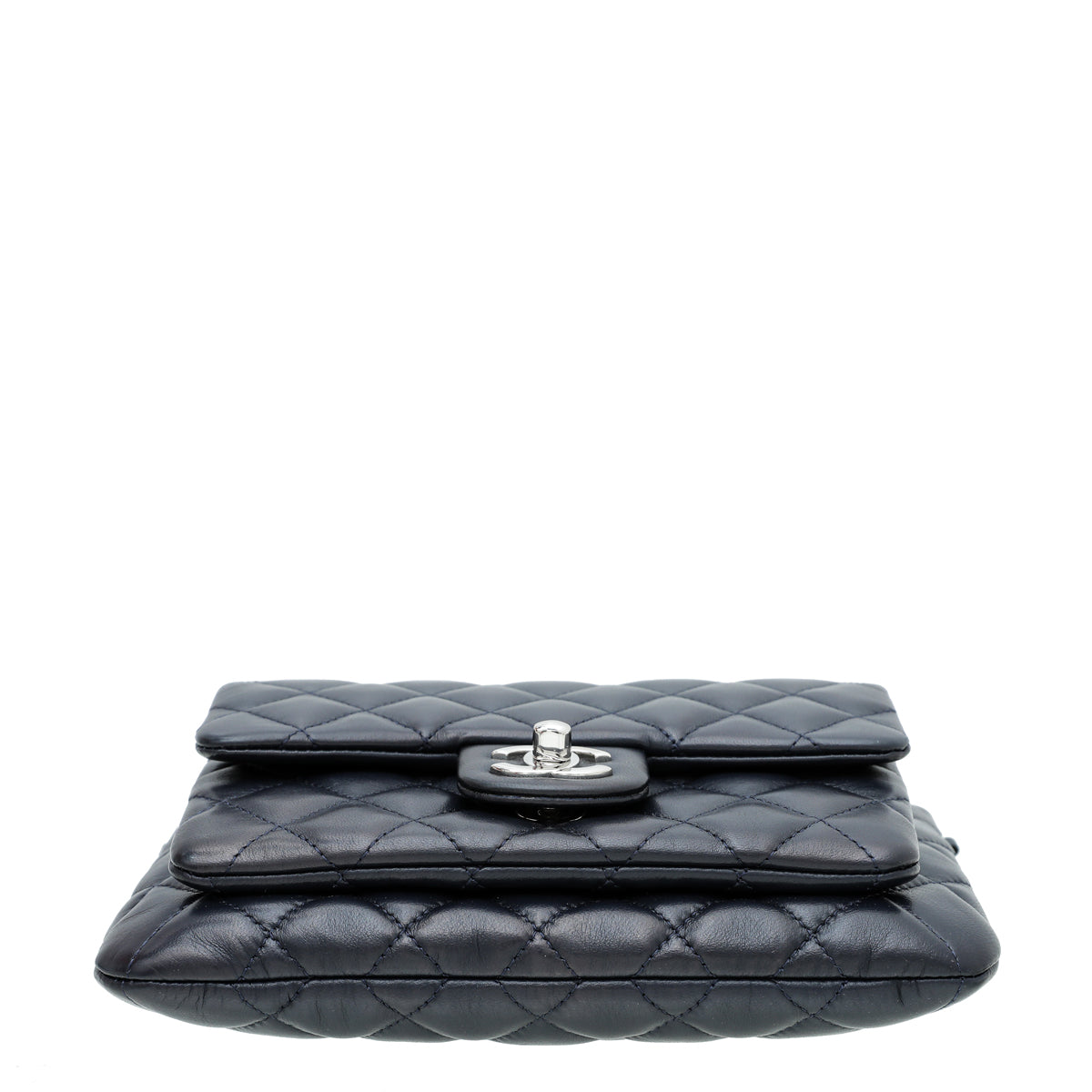 Chanel Navy Blue CC Front Pocket Chain Clutch