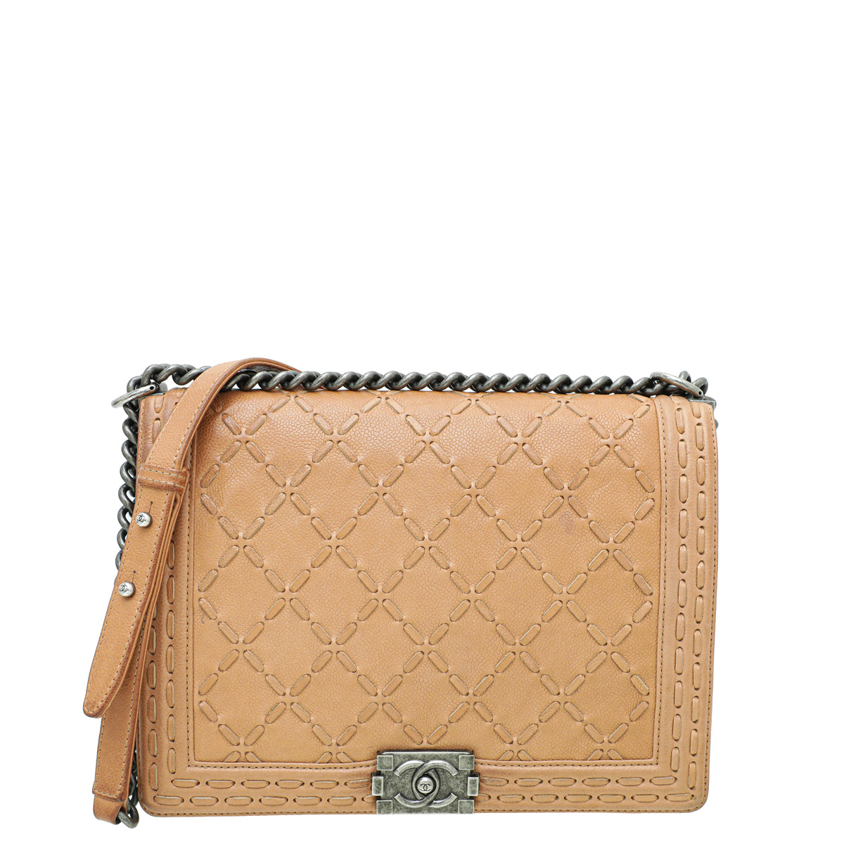 Chanel Camel Le Boy Cross Large Stitch Bag