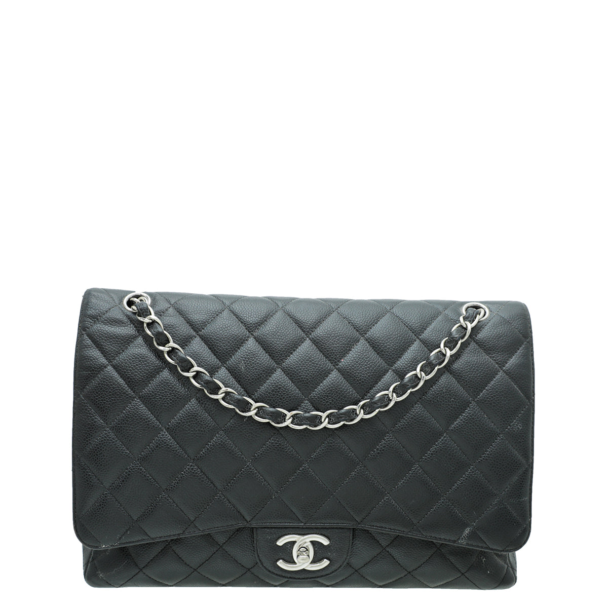 Chanel Black CC Classic Double Flap Maxi Bag