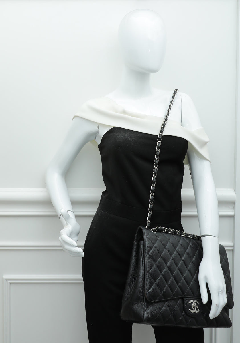 Chanel Black CC Classic Double Flap Maxi Bag