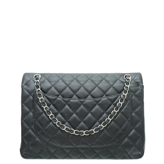 Chanel Black CC Classic Double Flap Maxi Bag