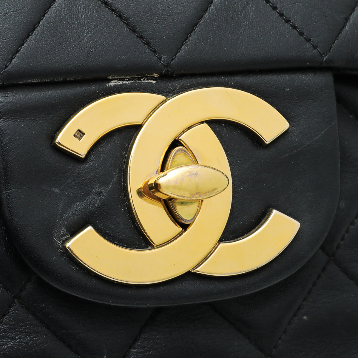 Chanel Black Vintage CC Classic Single Flap Maxi Bag