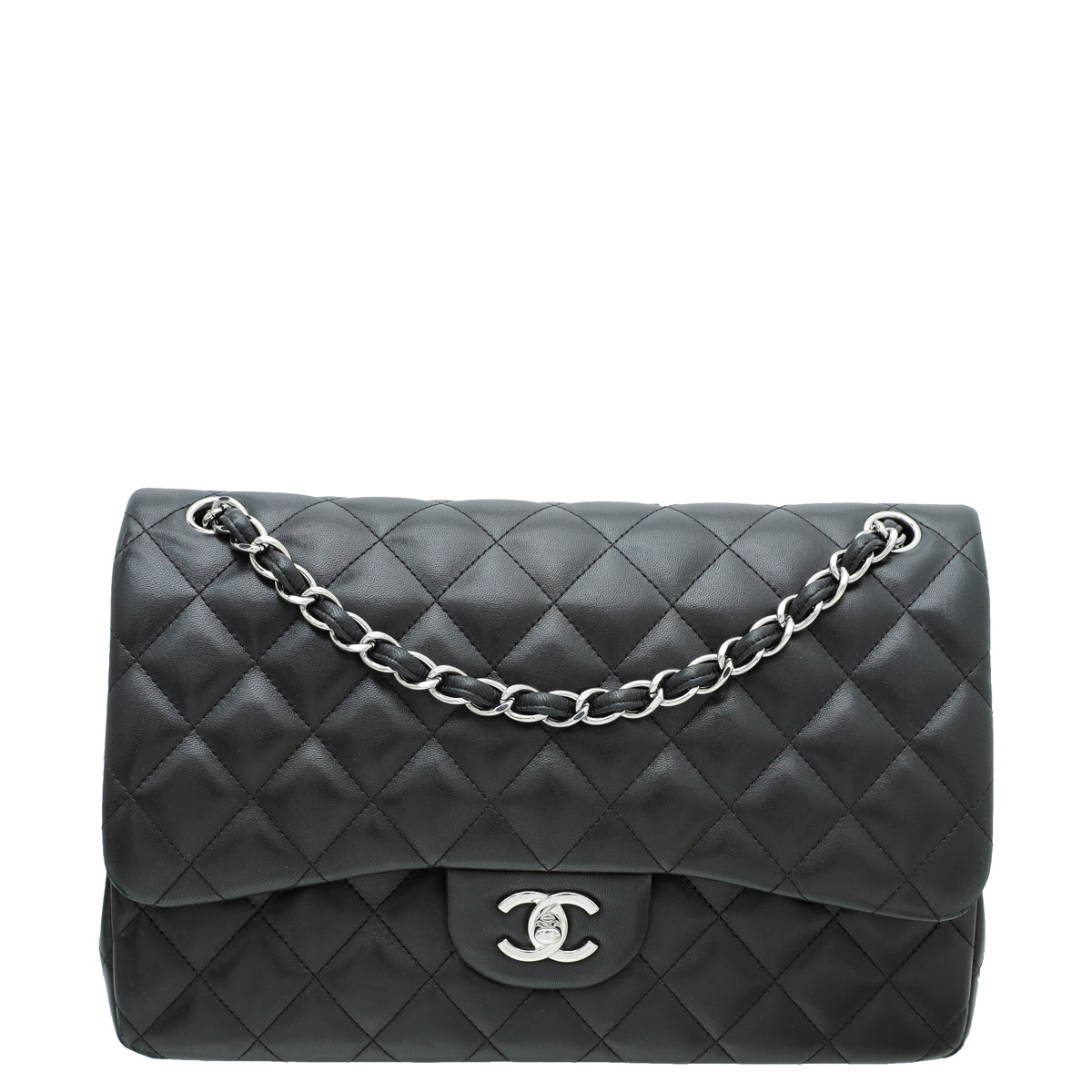 Chanel Black CC Classic Double Flap Jumbo Bag