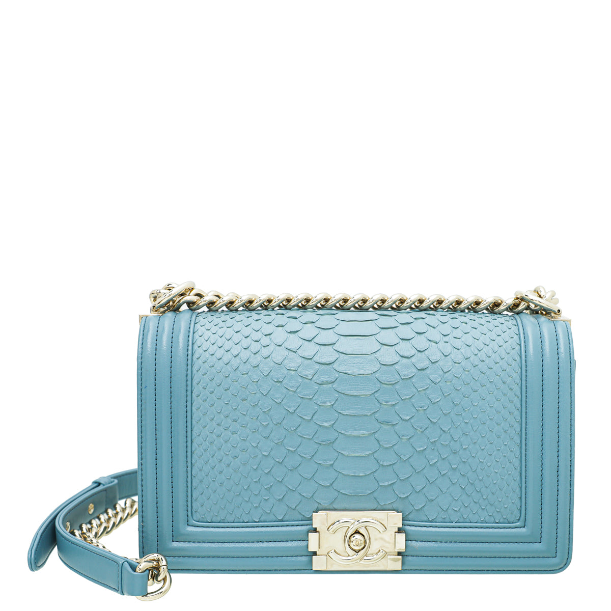 Chanel Grey Blue Python Le Boy Medium Bag