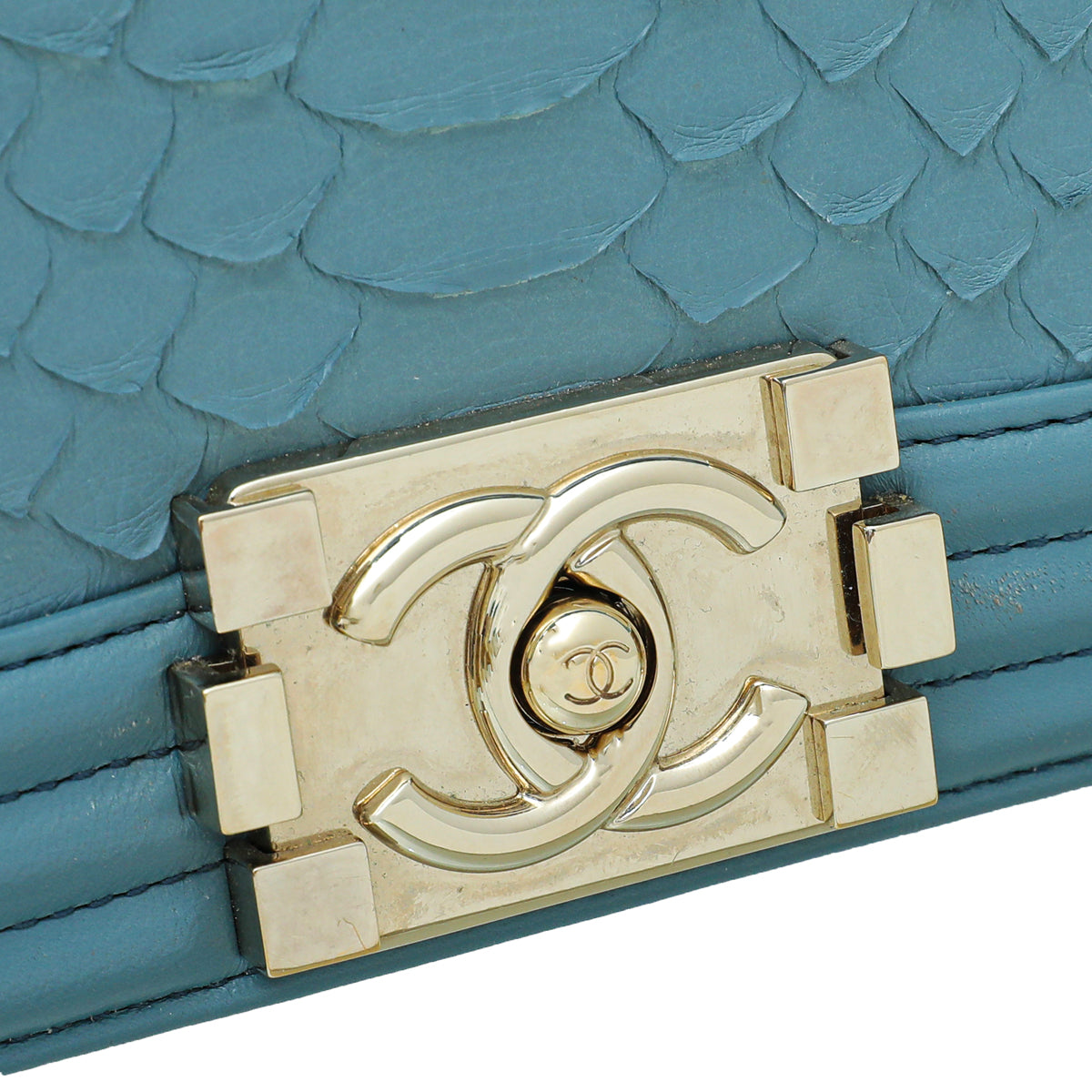 Chanel Grey Blue Python Le Boy Medium Bag