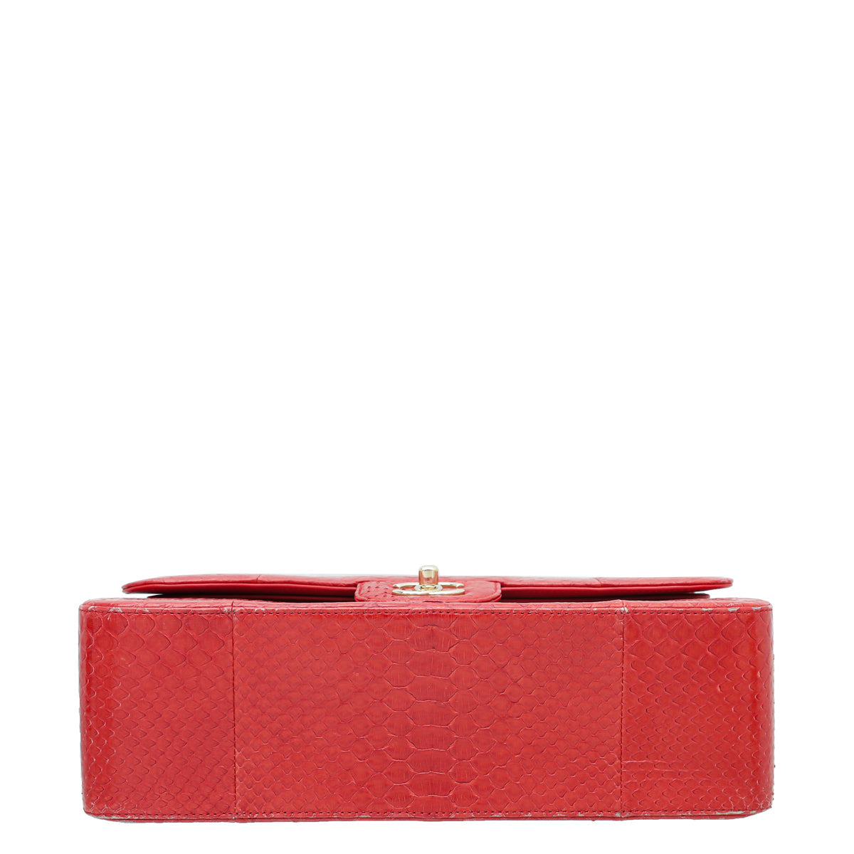 Chanel Red Python Classic Double Flap Jumbo Bag