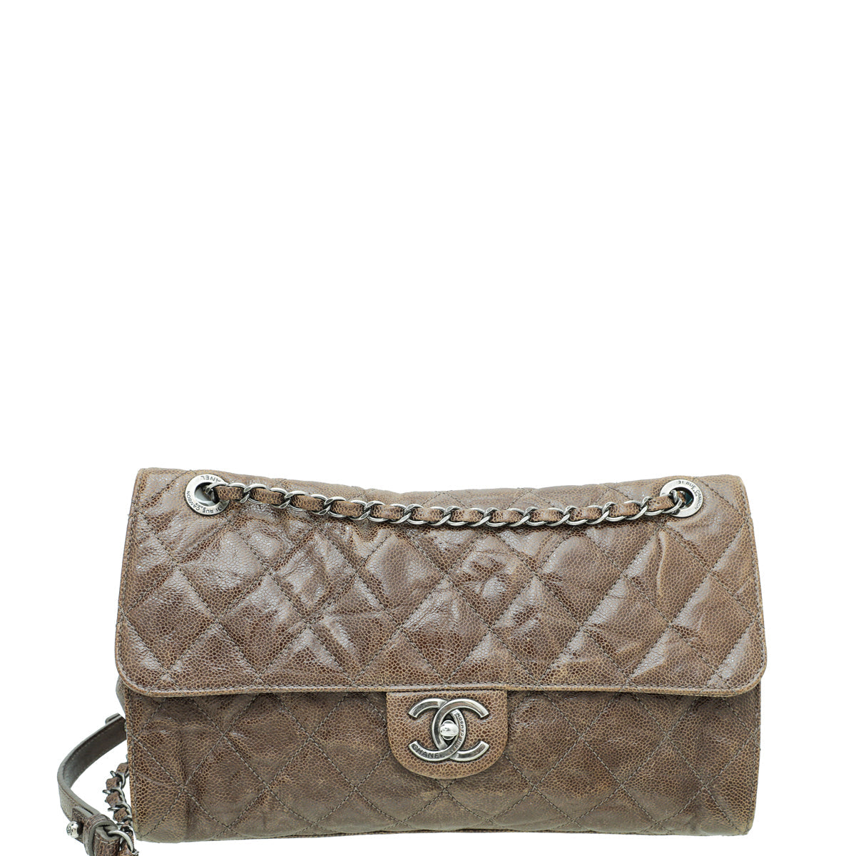 Chanel Brown CC Glazed Crave Jumbo Flap Bag