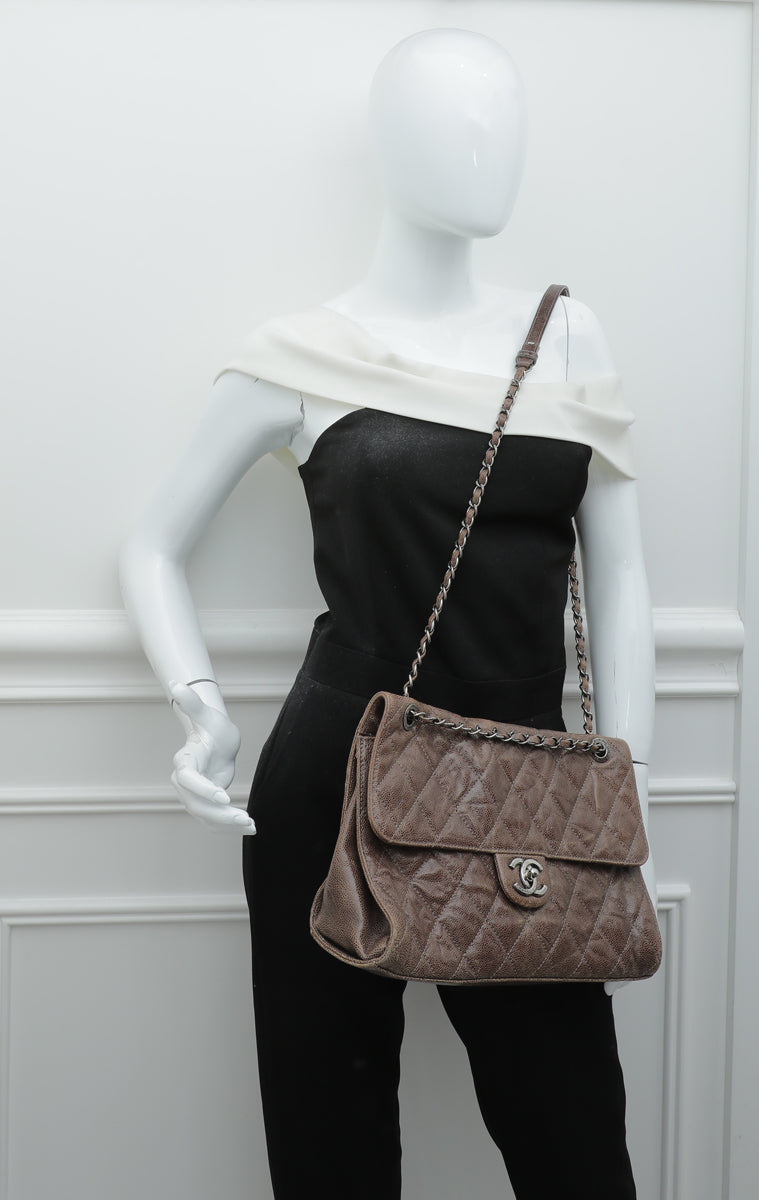 Chanel Brown CC Glazed Crave Jumbo Flap Bag