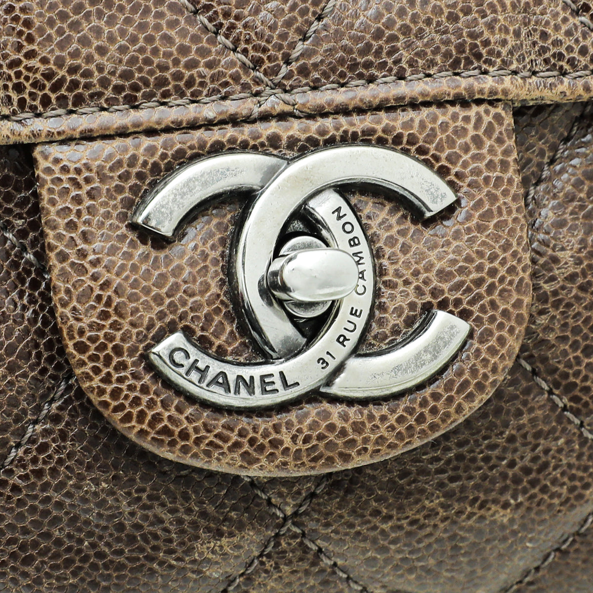 Chanel Brown CC Glazed Crave Jumbo Flap Bag