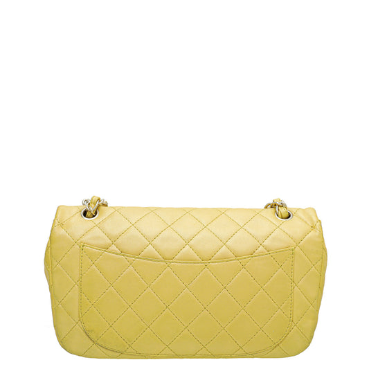 Chanel Yellow CC Crystal Single Flap Jumbo Bag