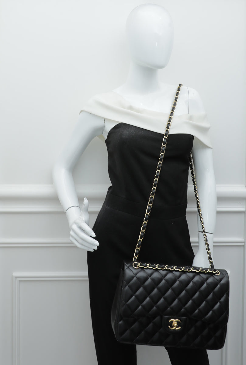 Chanel Black CC Classic Double Flap Jumbo Bag