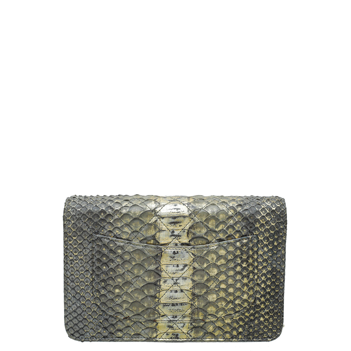 Chanel Metallic Bicolor Python CC Classic Wallet On Chain