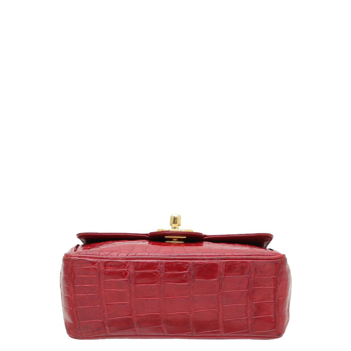 Chanel Red Crocodile Vintage CC Classic Mini Square Bag