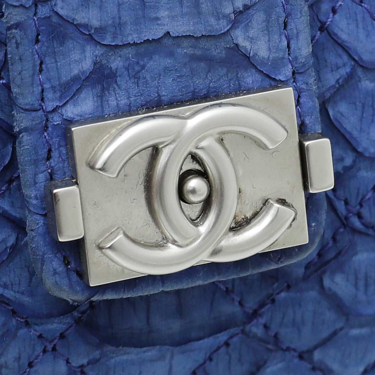 Chanel Blue Python Boy Chain Crossbody Phone Holder