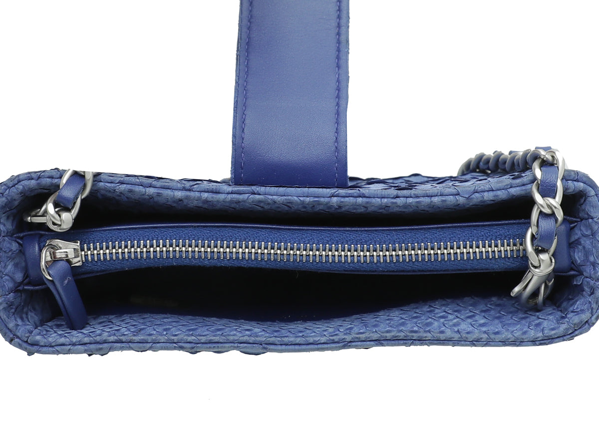 Chanel Blue Python Boy Chain Crossbody Phone Holder