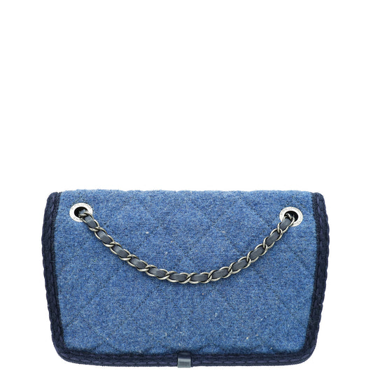 Chanel Navy Blue CC Wool Paris-Salzburg Edelweiss Flap Bag